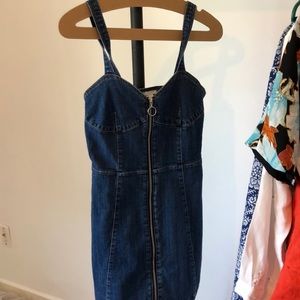 H & M denim blue zip up dress